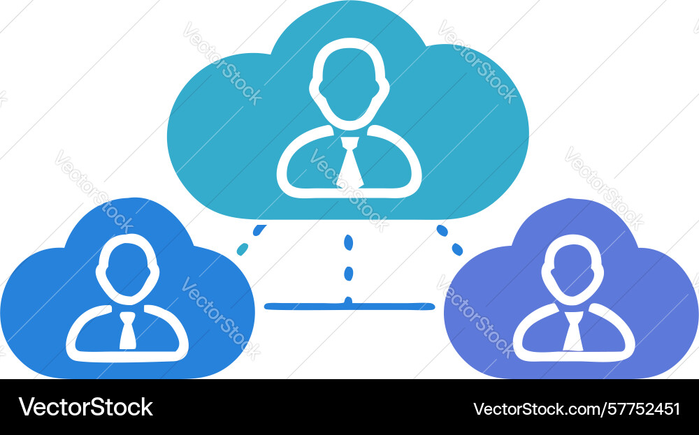 Cloud user connection icon for peer-to-peer vector image
