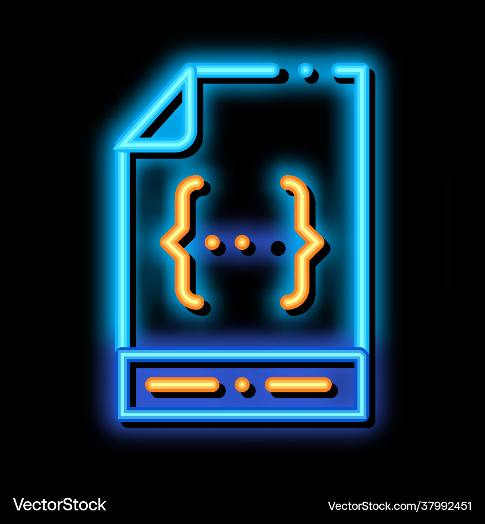 Coding file document system neon glow icon Coding file document system neon glow icon vector image