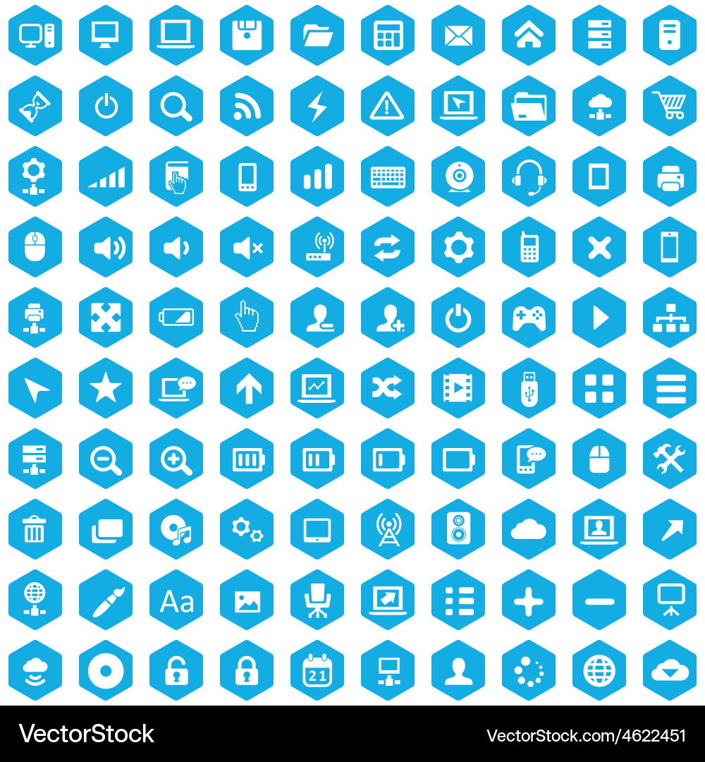 Computer Icon Set - Hexagon Style vector image