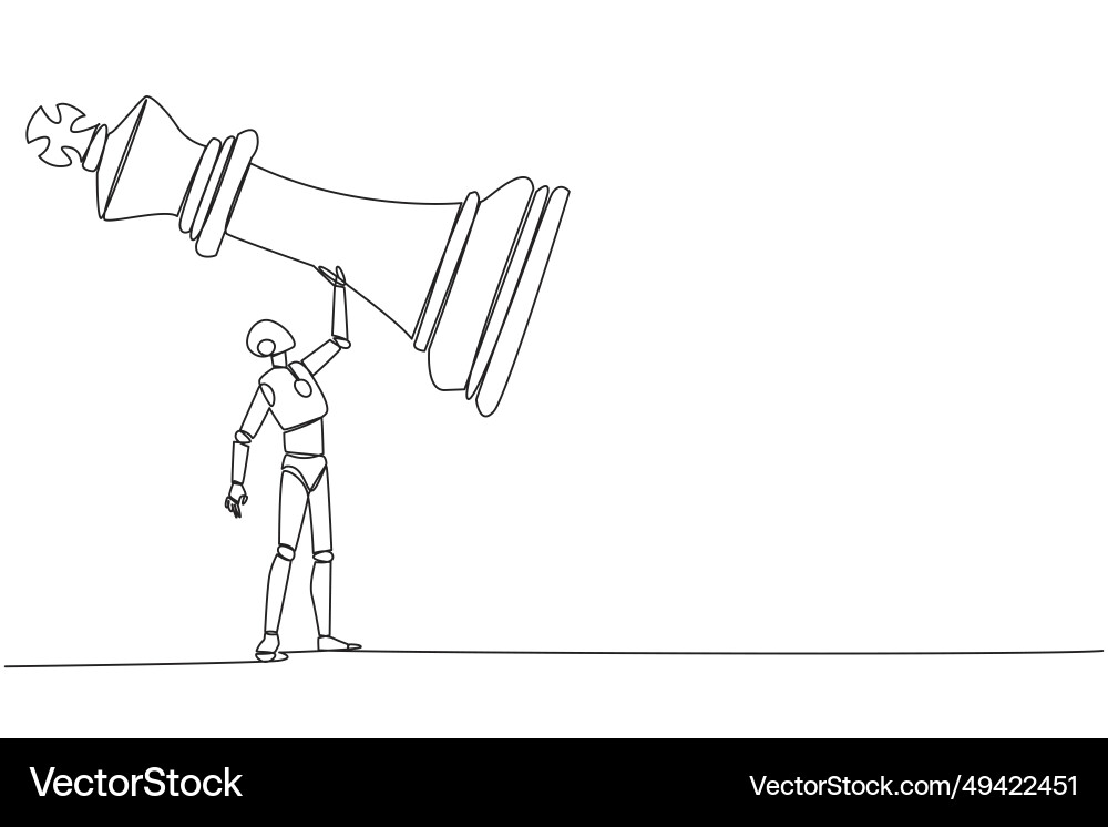 Continuous one line drawing robot future tech Vector Image