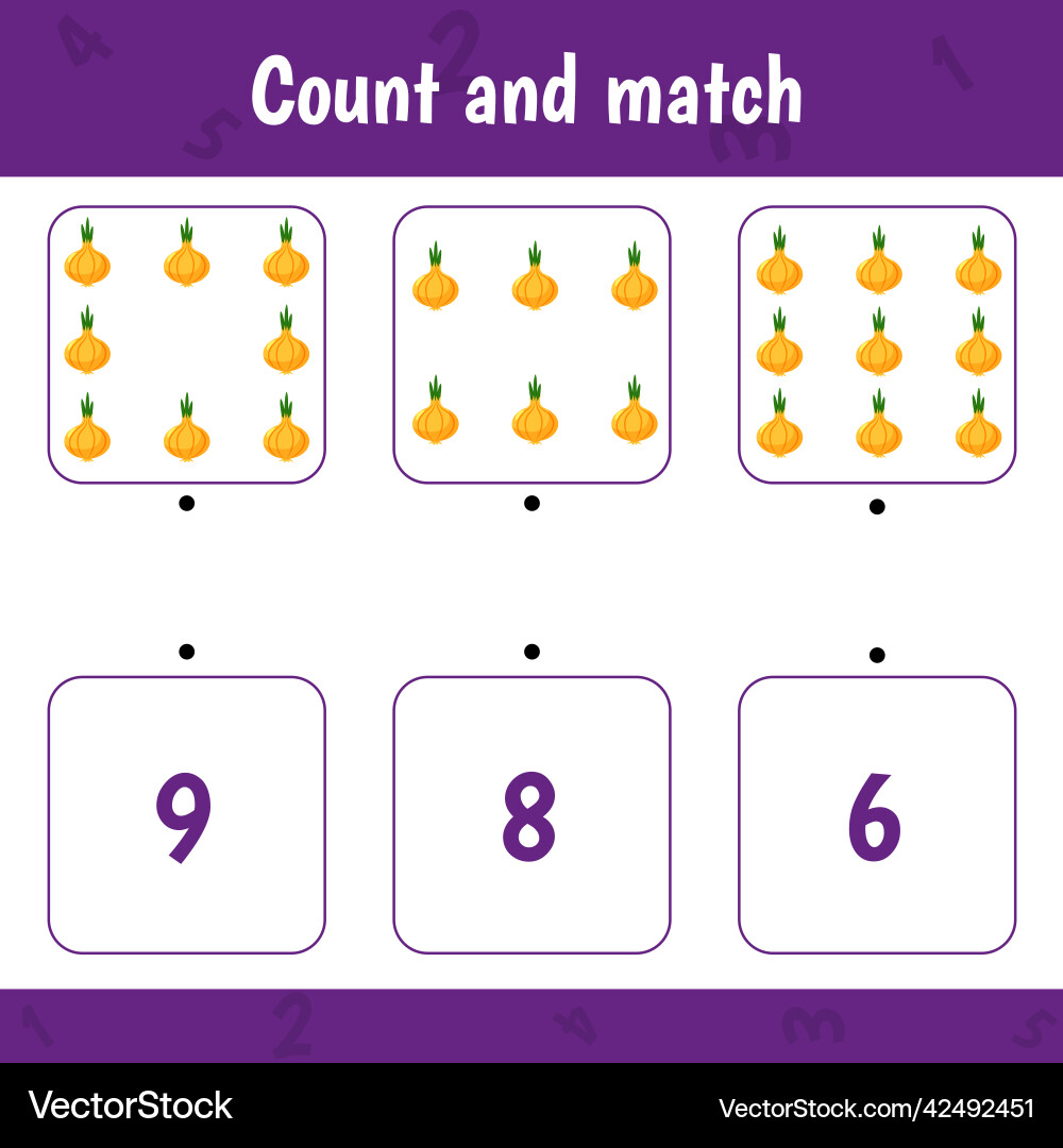 Counting game for preschool childrencount onion Counting game for preschool childrencount onion Vector Image