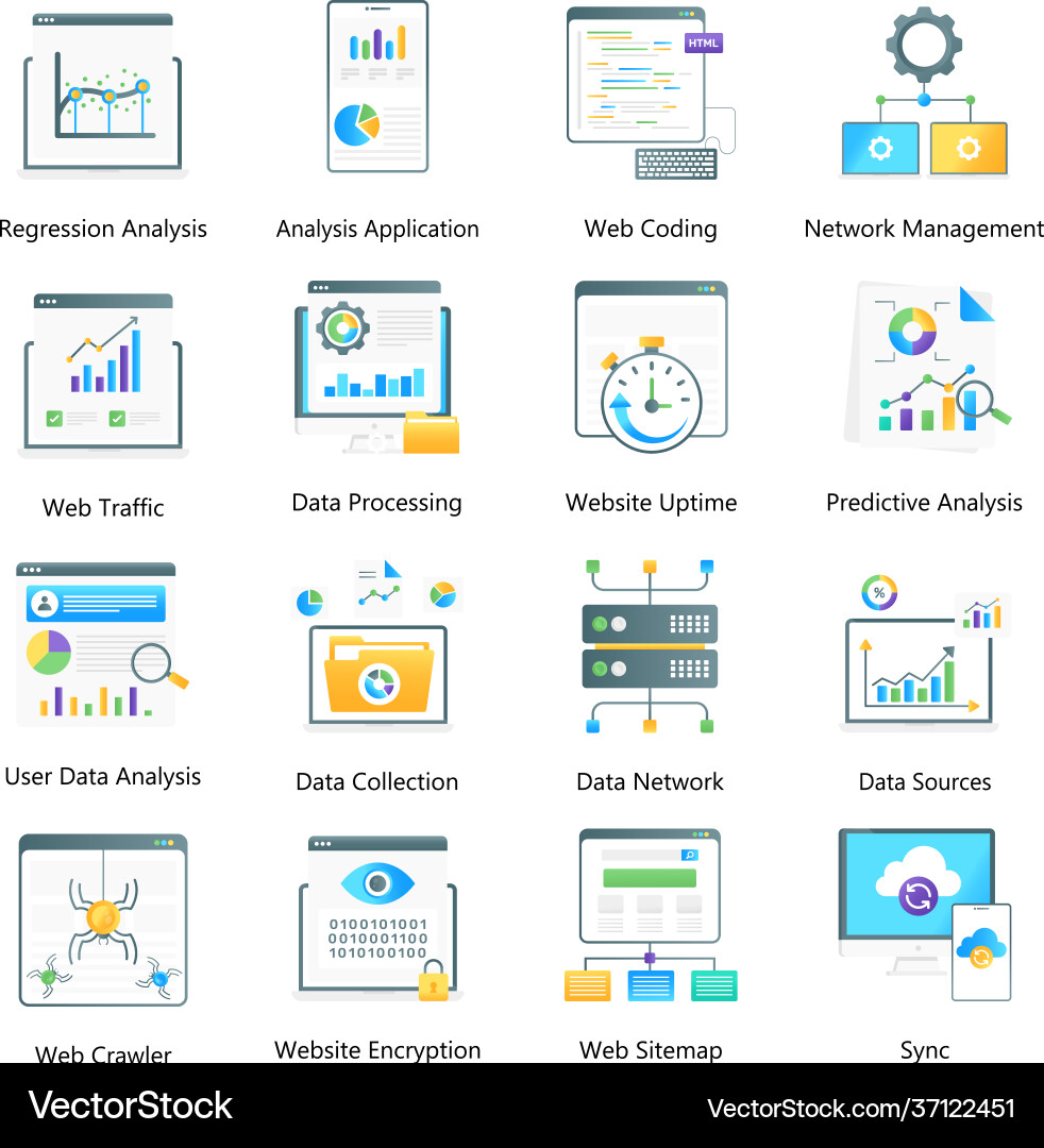 Data analytics flat gradient in editable g Vector Image