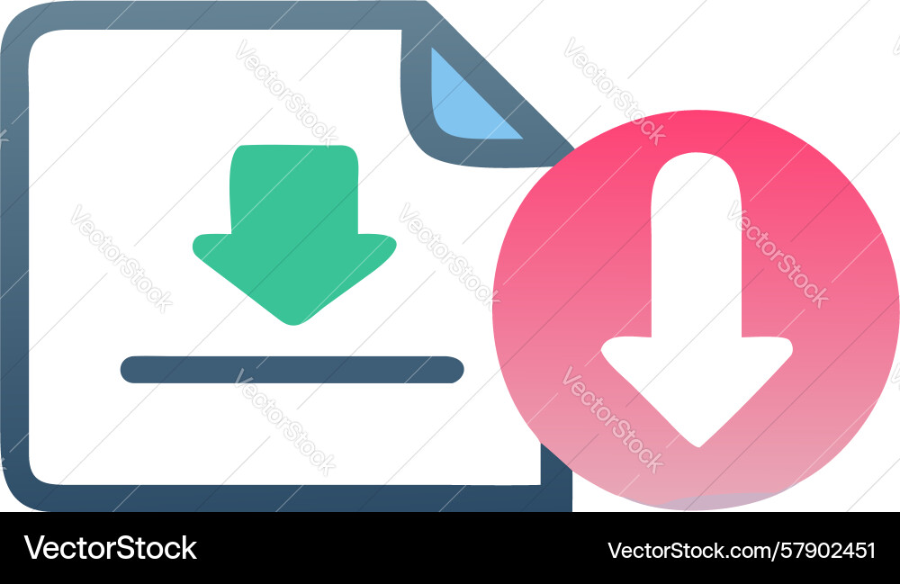 Document download progress icon with red arrow Vector Image