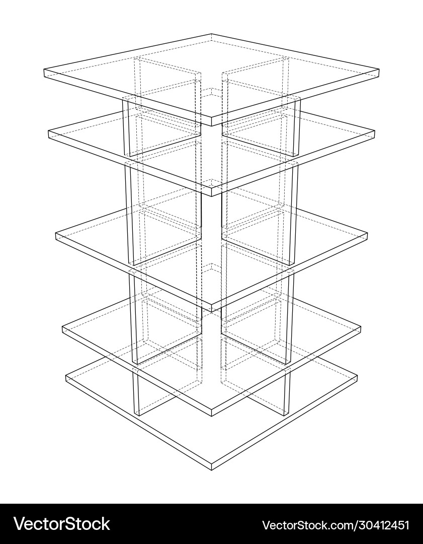 Empty showcase outline rendering 3d vector image