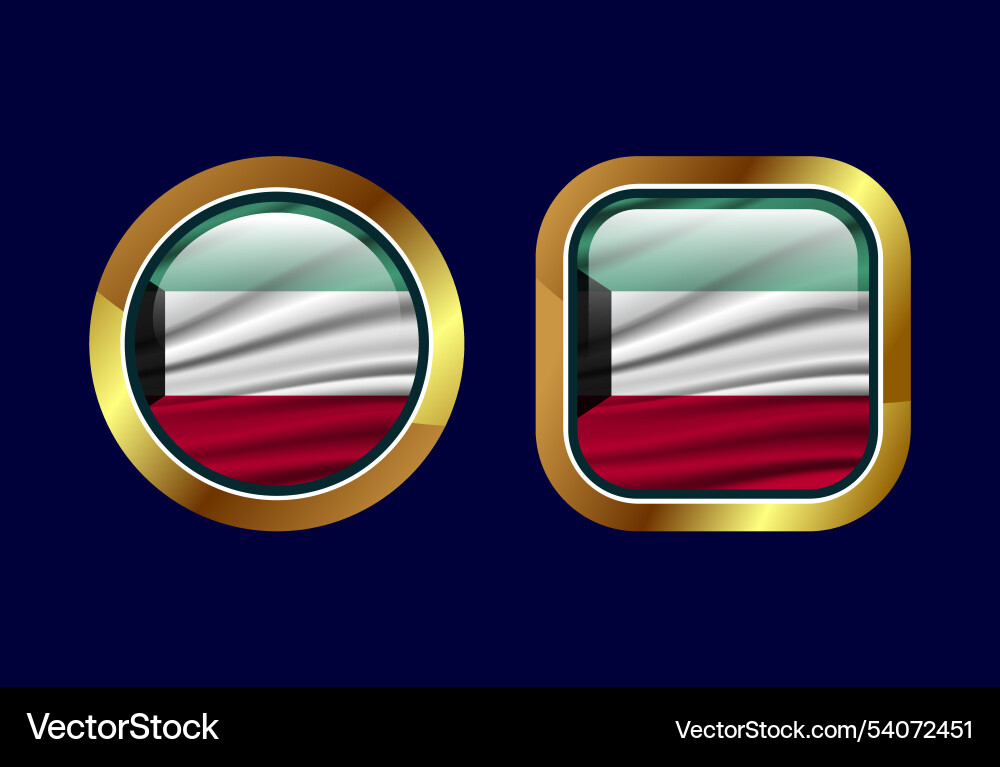 Glossy flag button of kuwait high quality web Glossy flag button of kuwait high quality web Vector Image