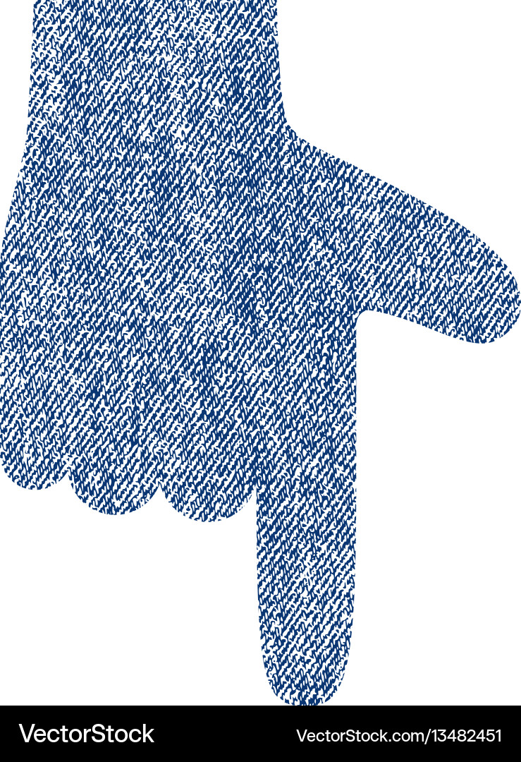 Hand pointer down fabric textured icon Hand pointer down fabric textured icon vector image