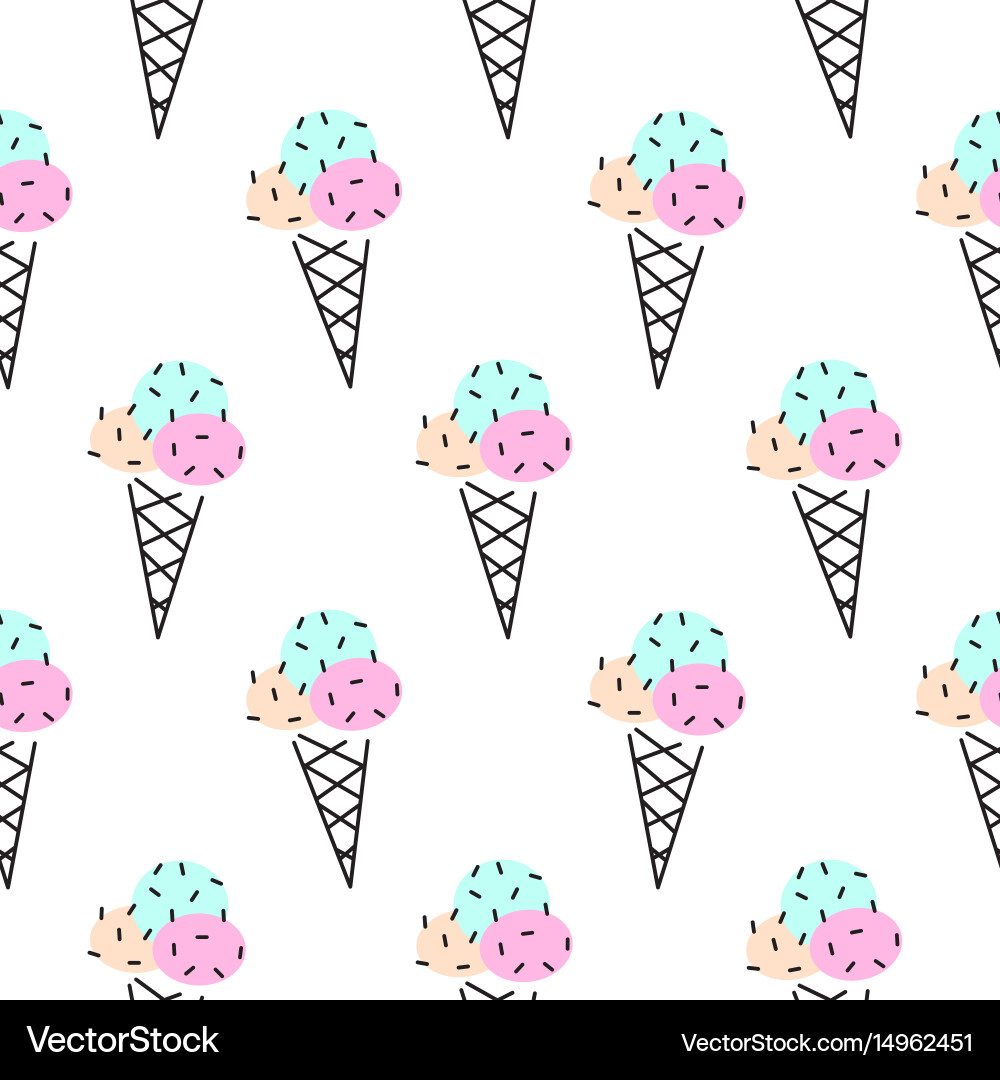 Ice cream cone seamless pattern pop art Vector Image