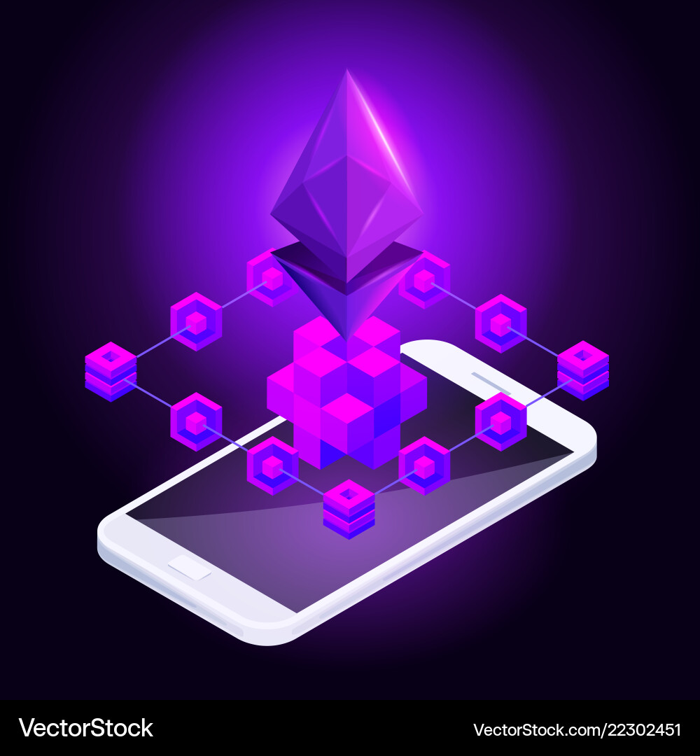 Isometry icon blockchain ethereum crypto currency Isometry icon blockchain ethereum crypto currency vector image