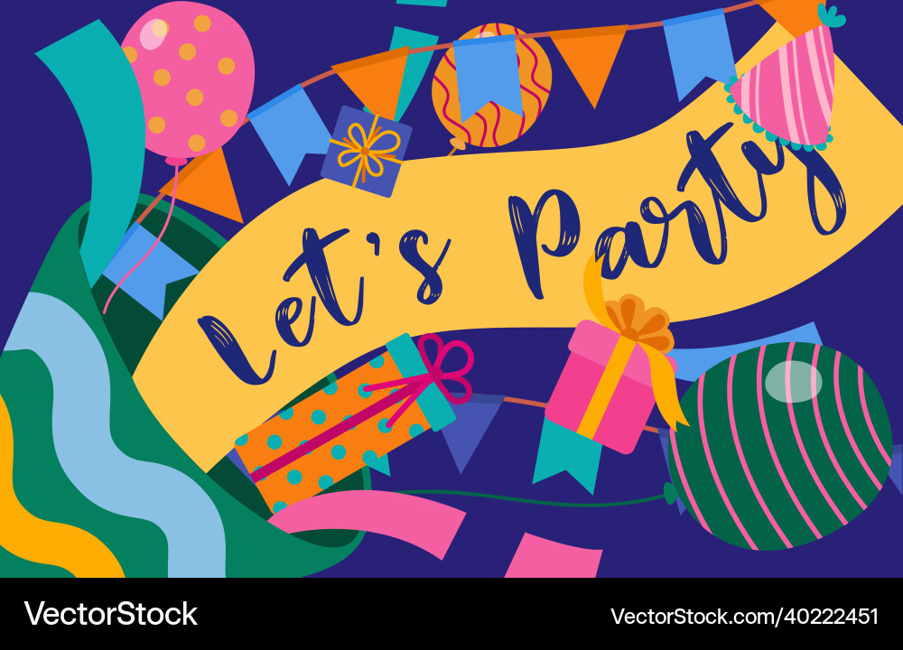 Lets party word and element asset for design Vector Image