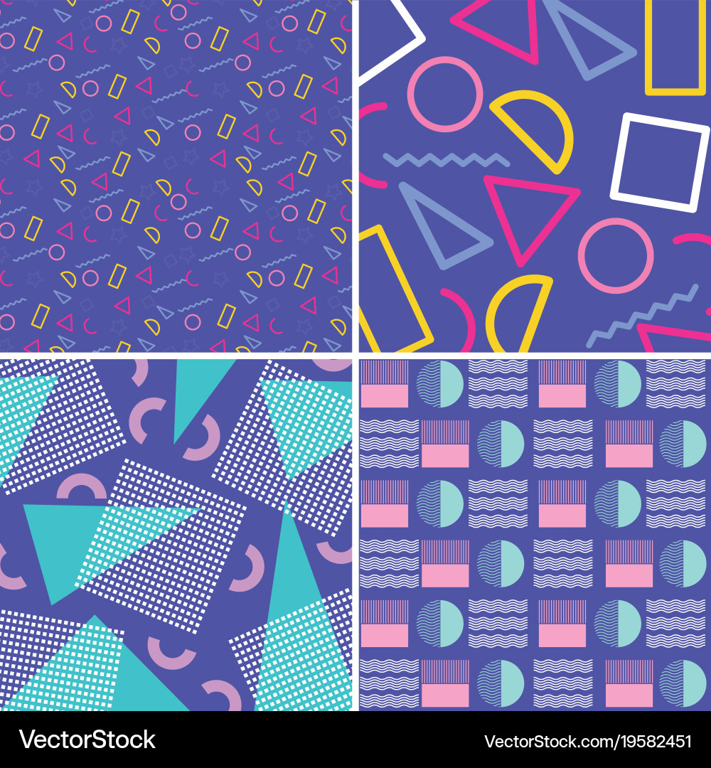 Memphis pattern retro set geometric design Vector Image
