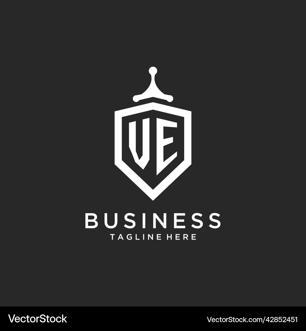 Monogram logo initial with shield guard shape Monogram logo initial with shield guard shape Vector Image