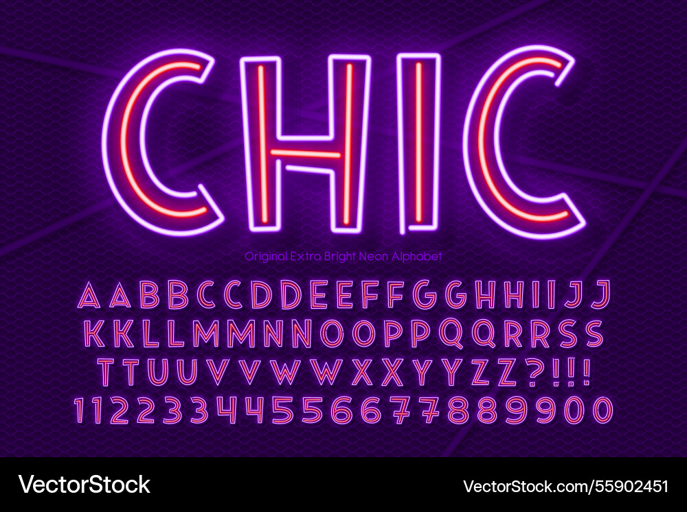 Neon light multicolored alphabet retro-futuristic Vector Image