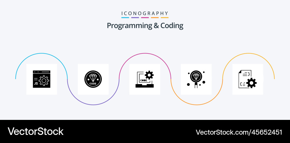 Programming and coding glyph 5 icon pack Vector Image