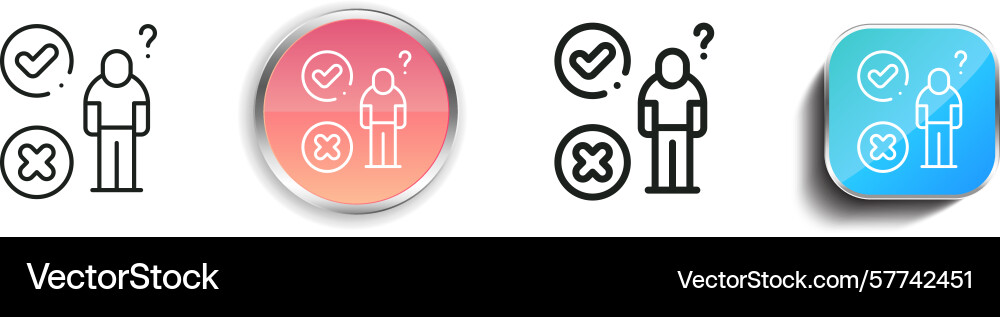 Quiz-Symbol dünne lineare regelmäßige und Knopf Stil vektorbild