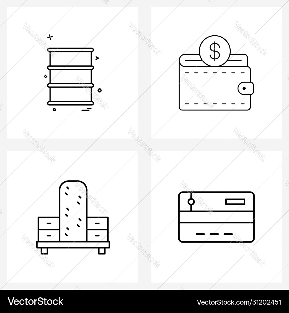 Set 4 einfache Liniensymbole für Web und Print Vektorbild
