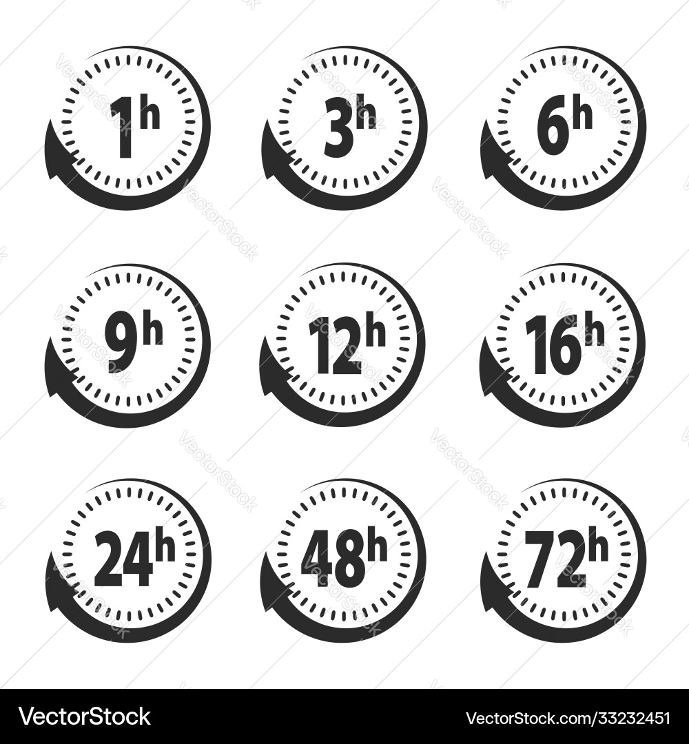 Set delivery service time icons clock arrow 1 Set delivery service time icons clock arrow 1 Vector Image