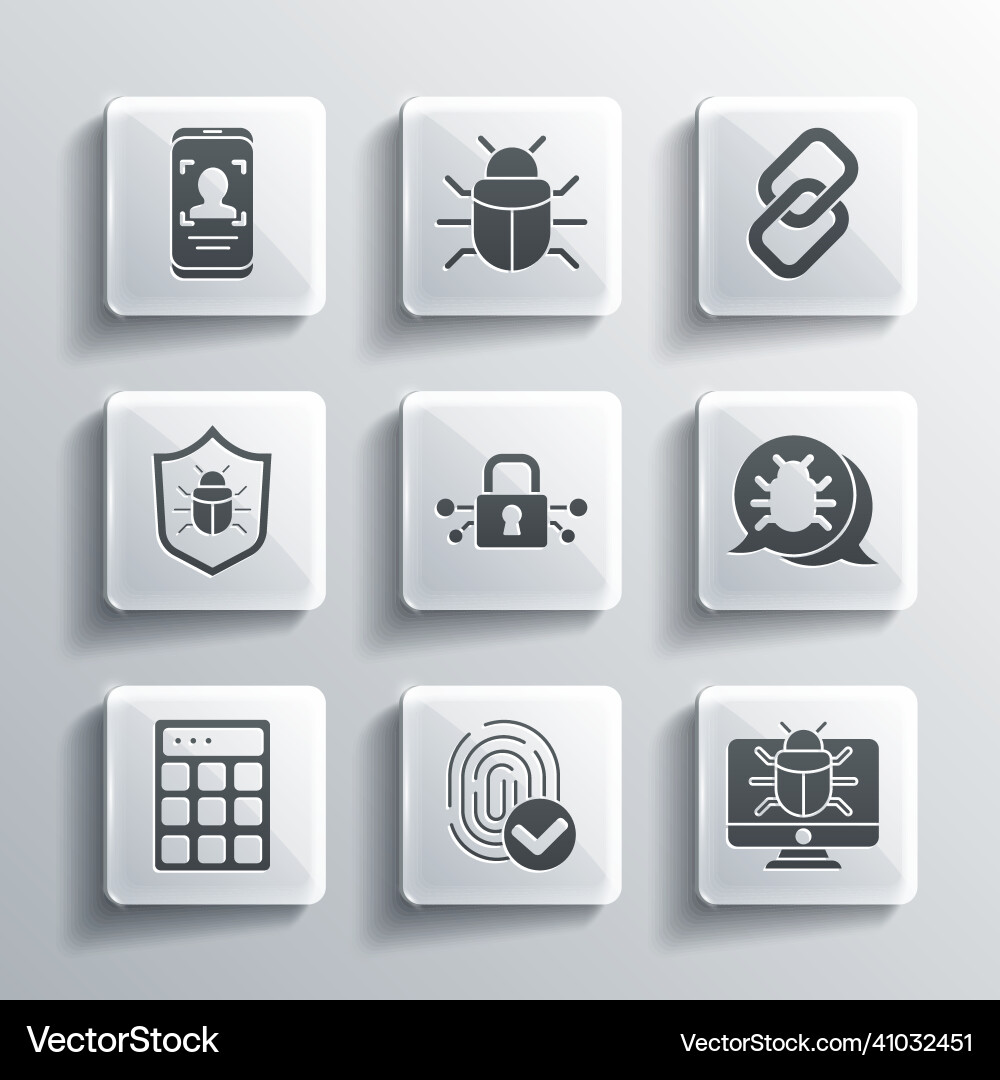 Set fingerprint system bug on monitor cyber Set fingerprint system bug on monitor cyber vector image