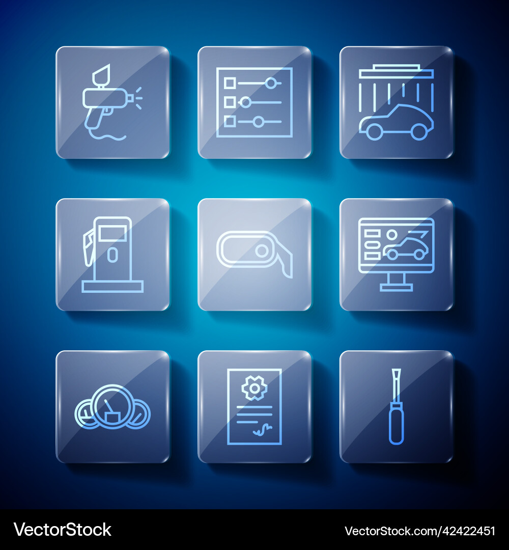 Set line speedometer auto service check Vector Image