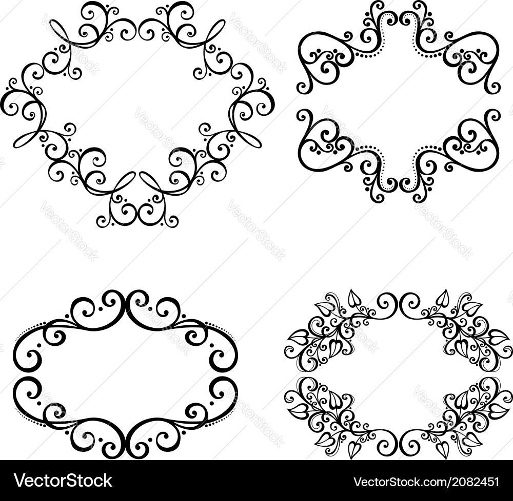 Set of ornamental frames for text vector image