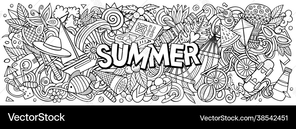 Summer hand drawn cartoon doodle vector image