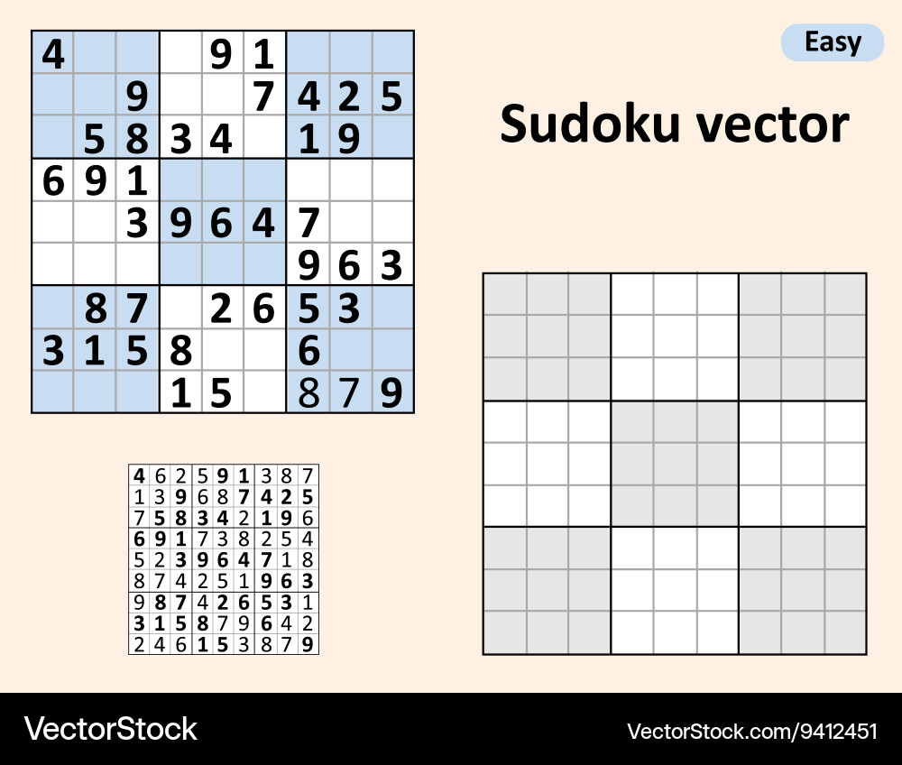 Symmetrical sudoku with answers Vector Image