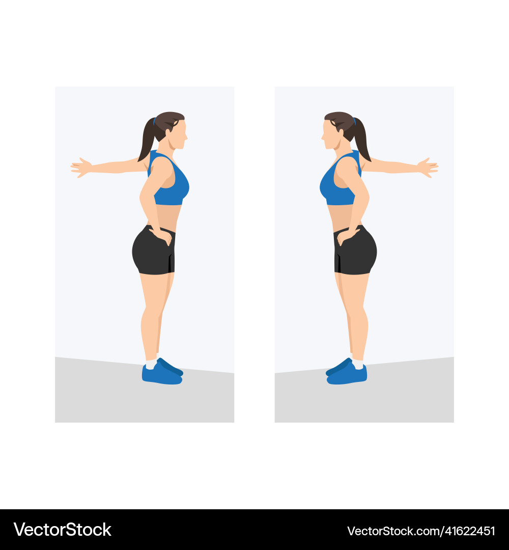 Woman chest stretch exercise flat i Royalty Free Vector