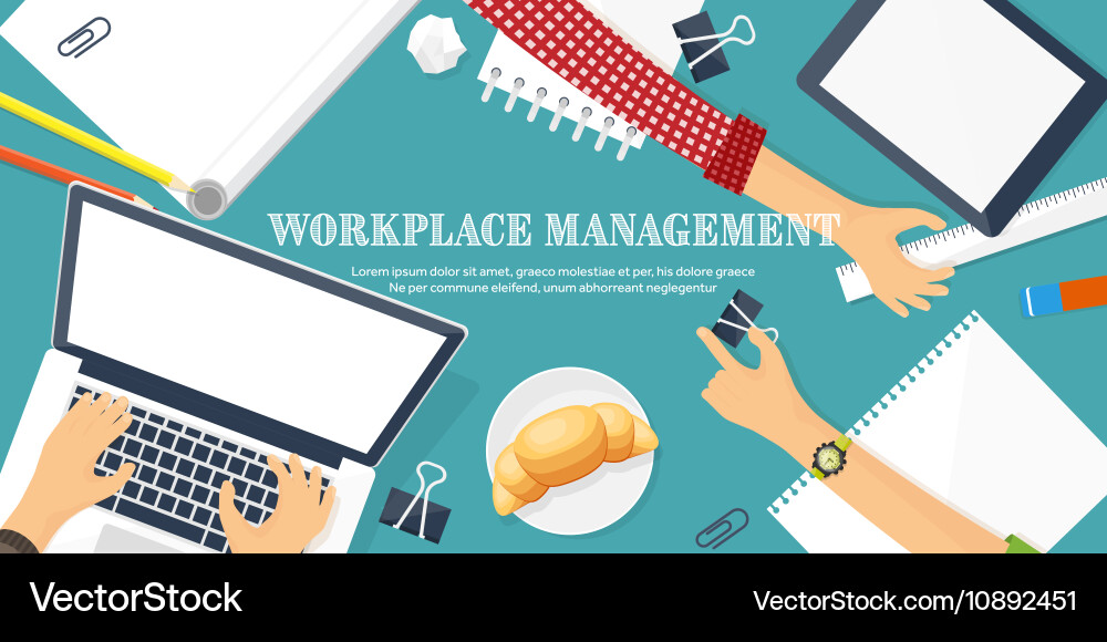 Workplace with table and computer laptop vector image