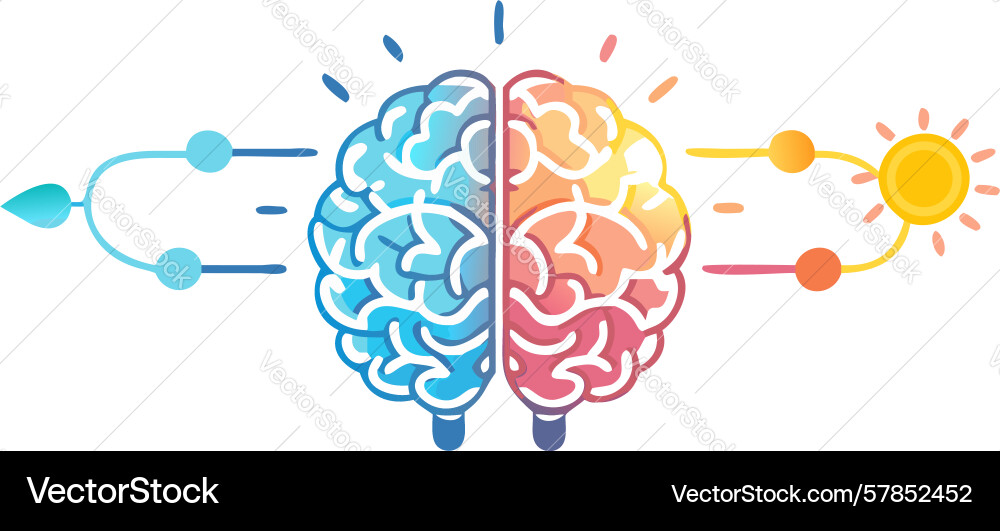 Balanced brain and idea lightbulb concept design Vector Image
