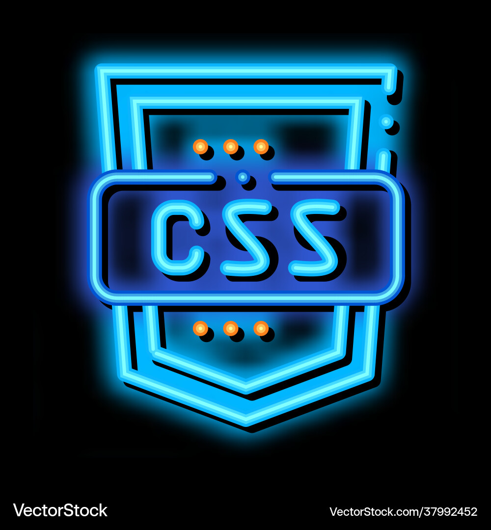 Codiersprache css system neon leuchten icon Codiersprache css system neon leuchten icon vektorbild