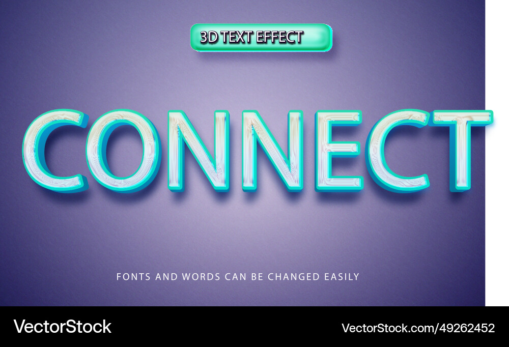 Connect tech 3d editable text effect style Vector Image
