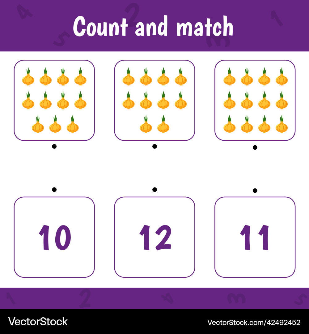 Counting game for preschool childrencount onion Counting game for preschool childrencount onion vector image