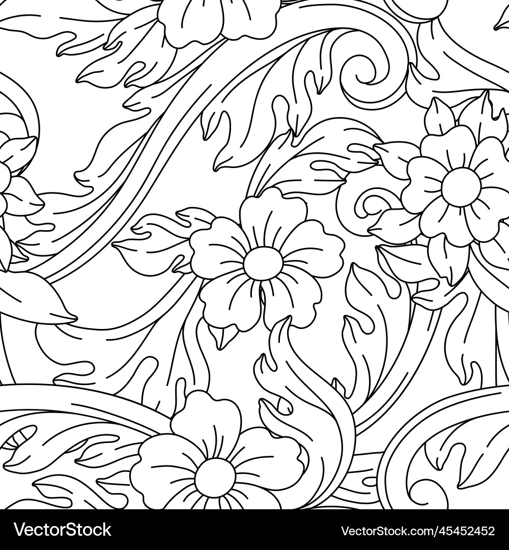 Decorative floral seamless pattern in baroque Decorative floral seamless pattern in baroque vector image