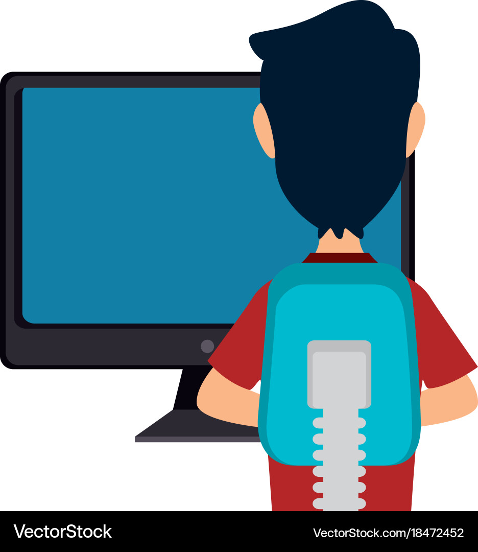 Desktop computer with user vector image