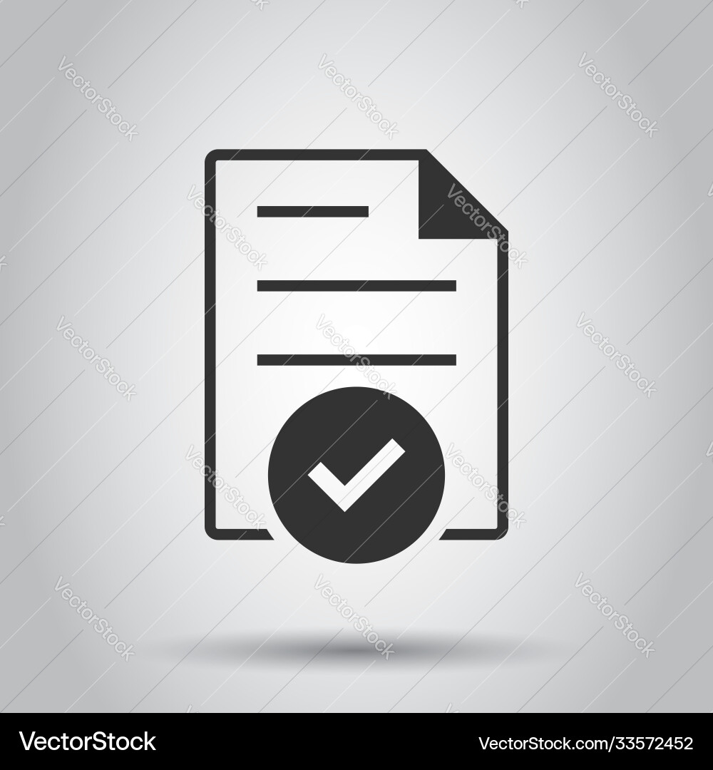 Document accepted icon in flat style correct vector image