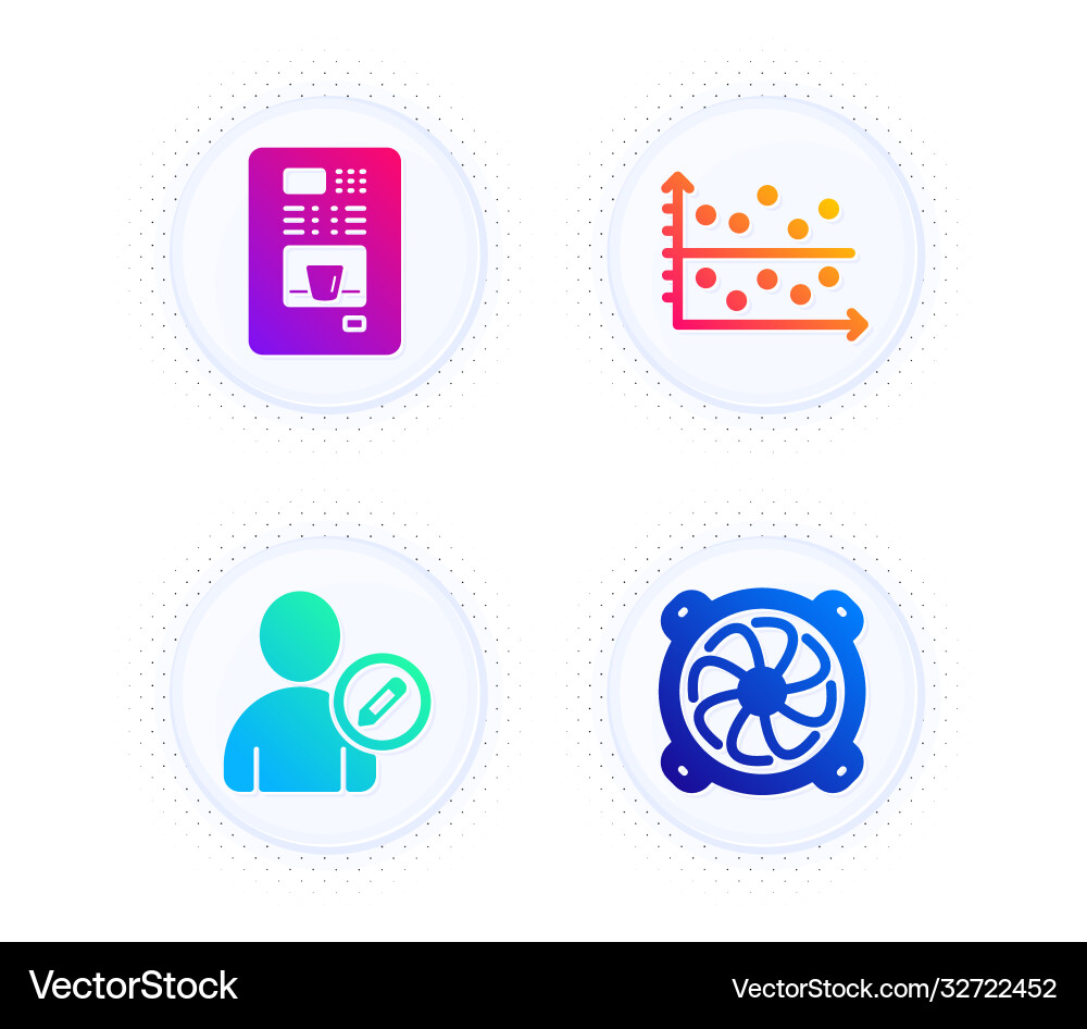 Dot plot edit user and coffee vending icons set vector image