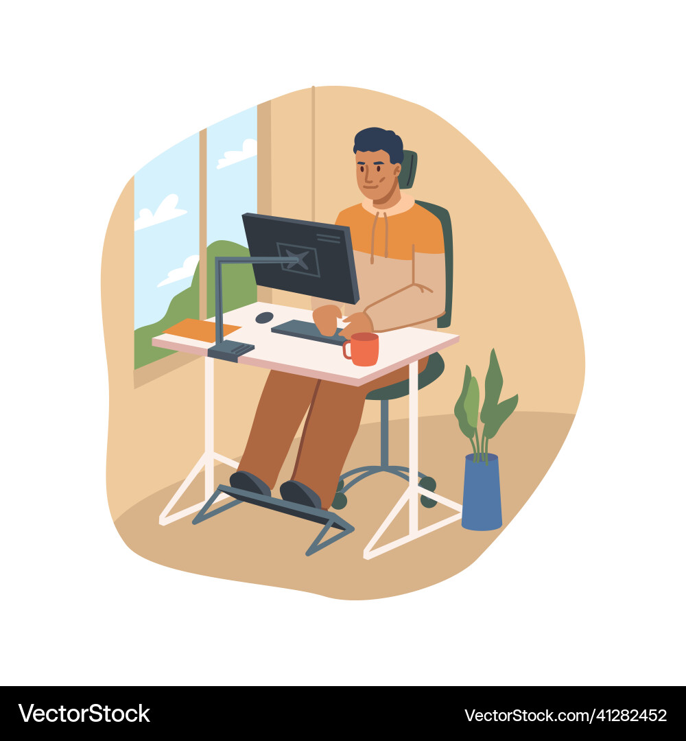 Ergonomic desk for working at computer footrest vector image