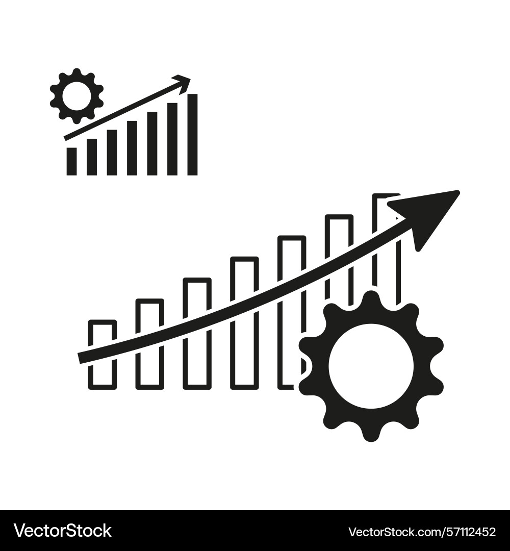 Growth chart icon progress element gear setting Vector Image