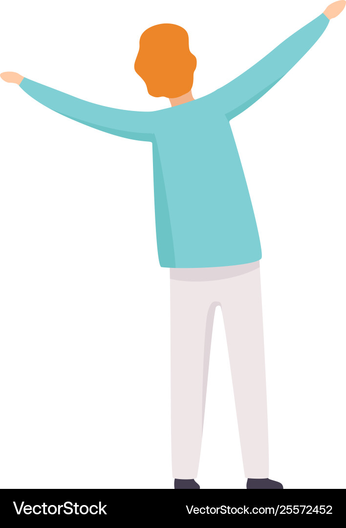 Man standing with raised hands at open air Man standing with raised hands at open air vector image