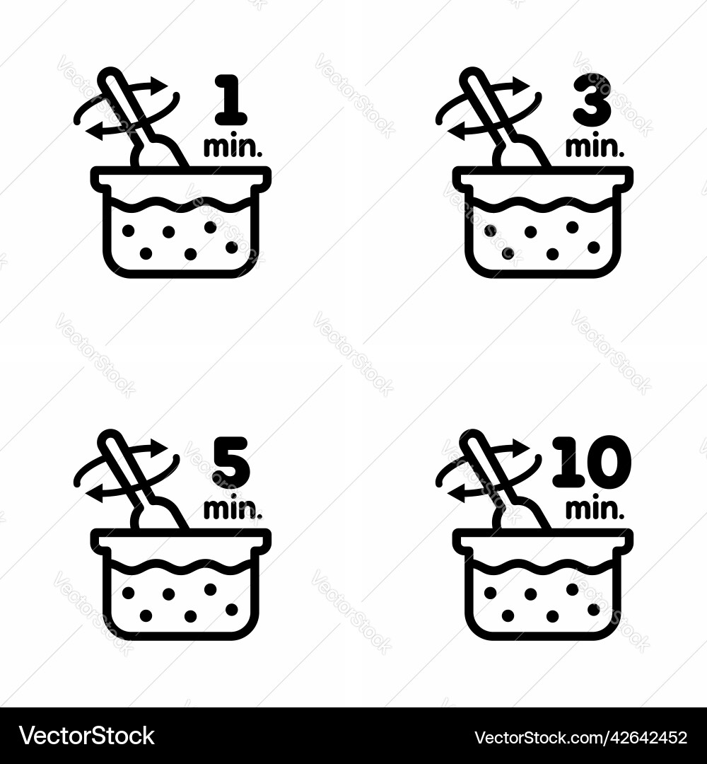 Mixing duration of the content in container Vector Image