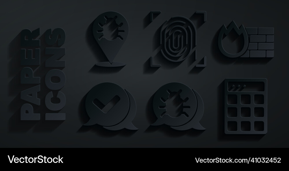 Set system bug firewall security wall check Set system bug firewall security wall check vector image