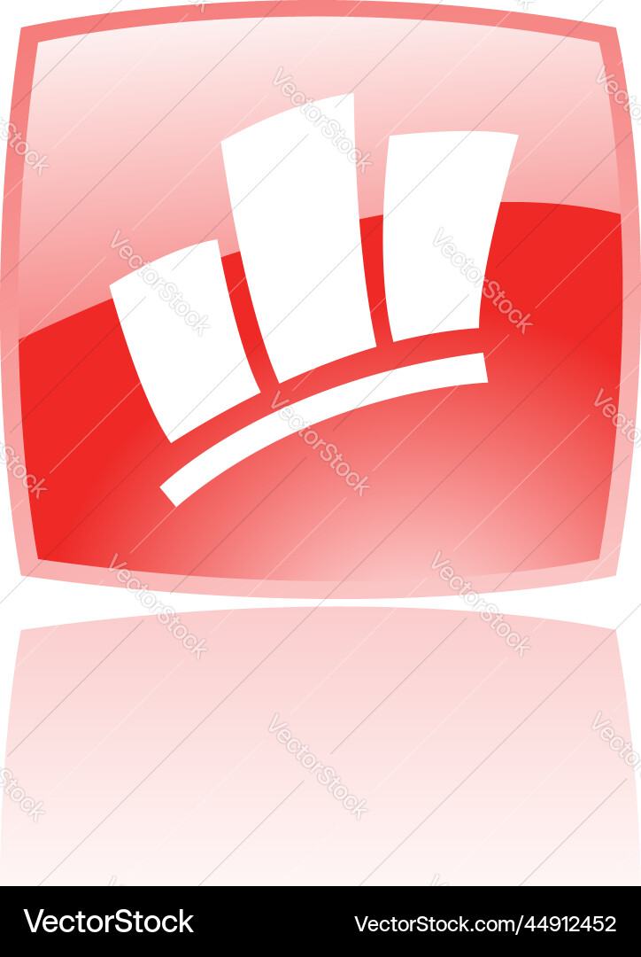 Simplistic stats symbol on a red glossy square Simplistic stats symbol on a red glossy square vector image