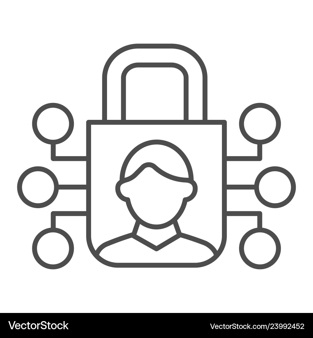 User recognition and padlock thin line icon Vector Image