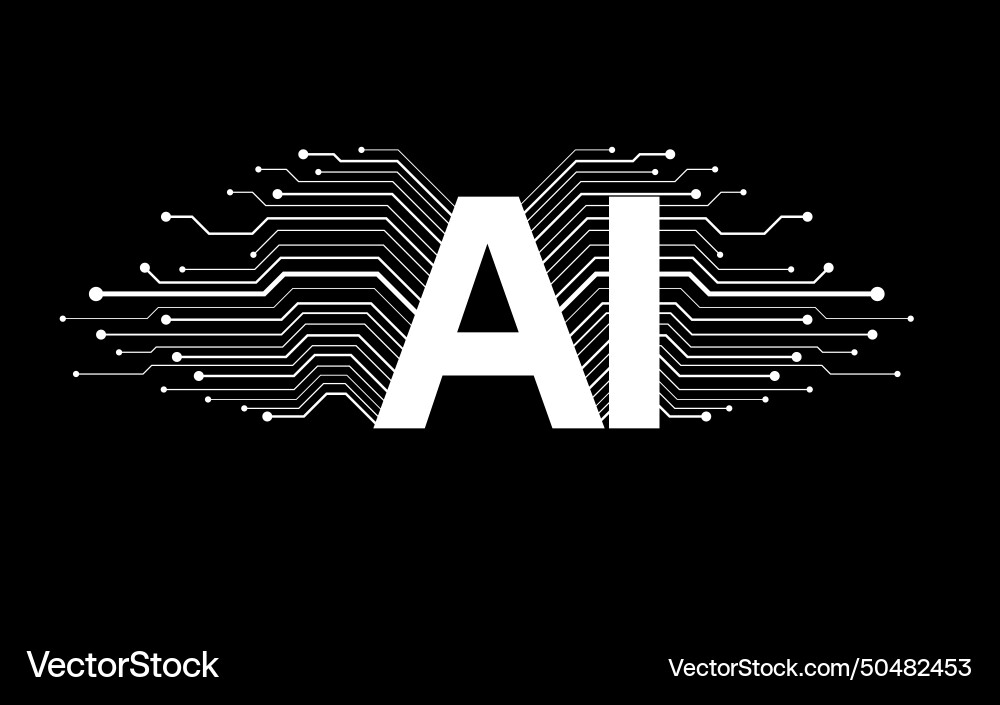 Artificial intelligence with circuit board vector image