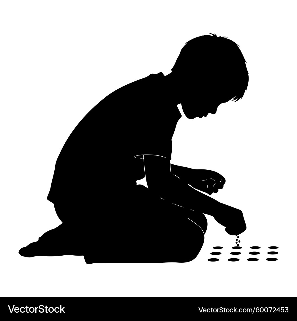 Boy Arranging Small Objects – Royalty-Free Vector | VectorStock