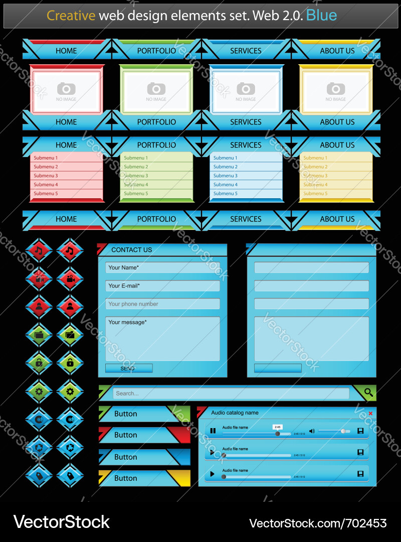 Creative web design elements set Vector Image