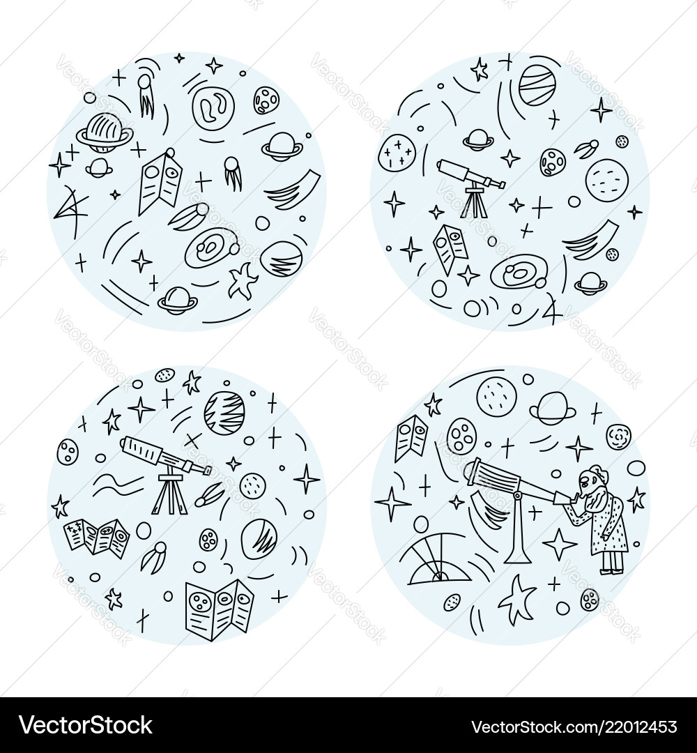 Design of astronomers and space objects Vector Image