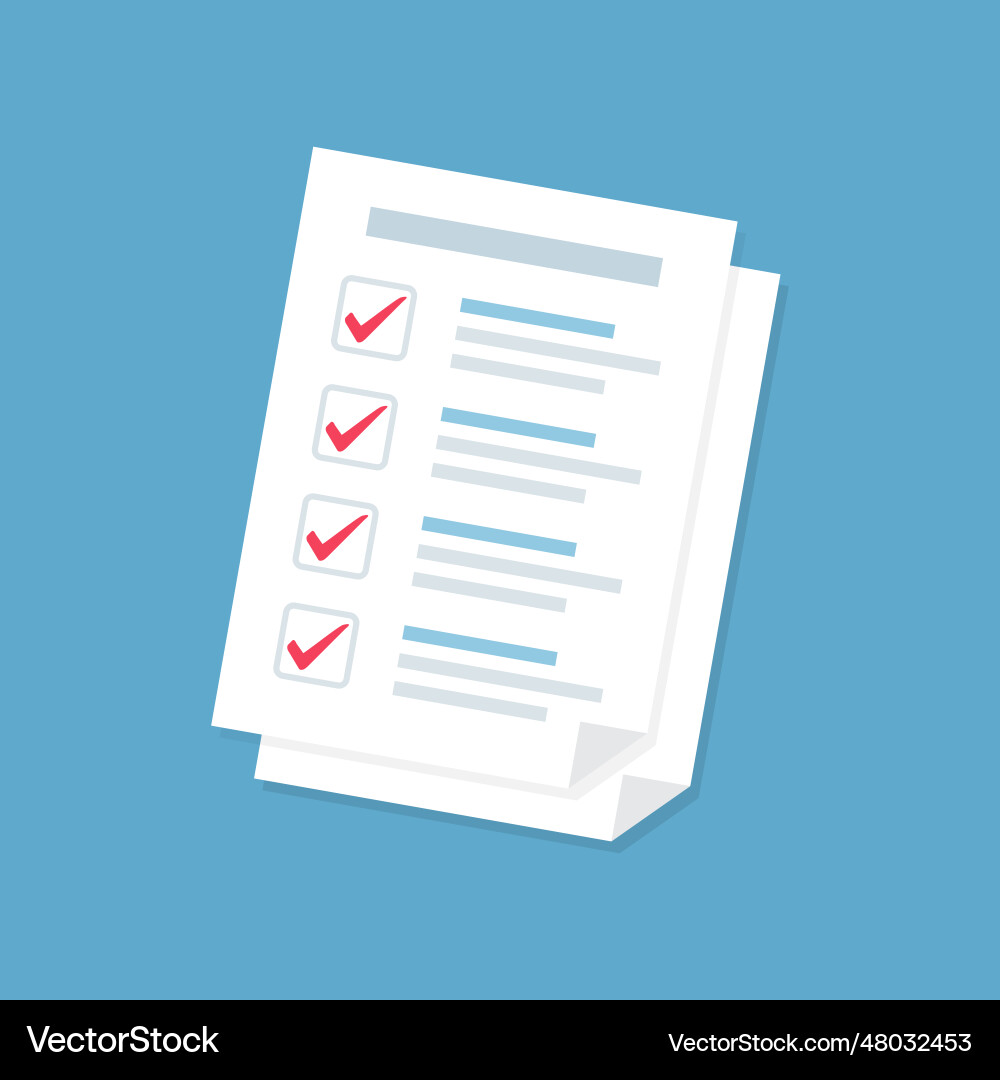 Document form paper sheets pile with checklist vector image