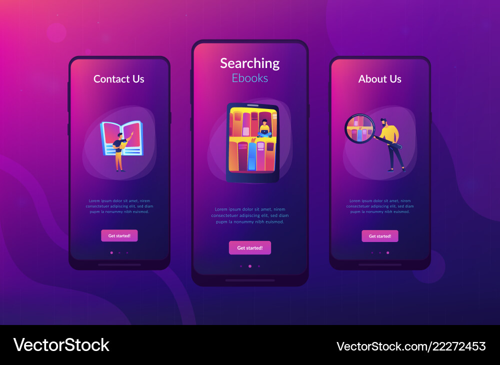 E-library app interface template Vector Image