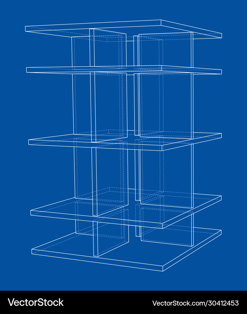 Empty showcase outline rendering 3d vector image