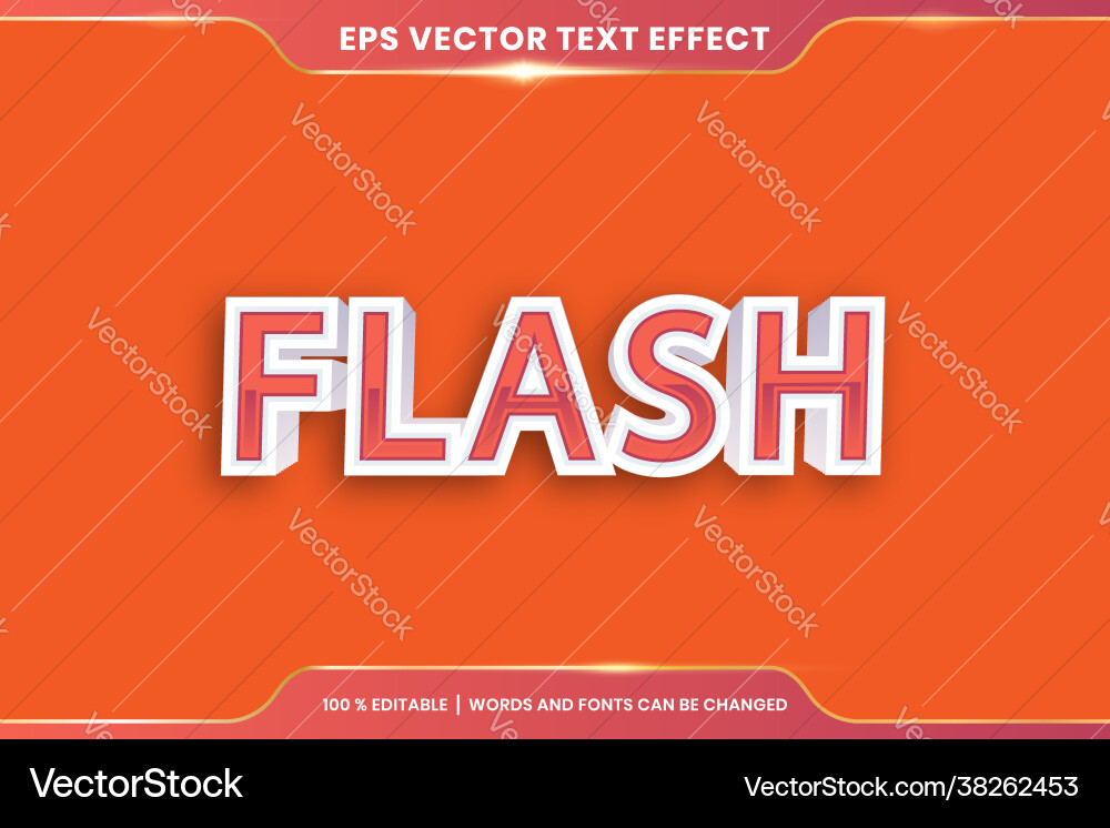 Flash text effect editable vector image